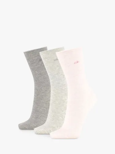 Calvin Klein Emma Roll Top Ankle Socks, Pack of 3 - Light Pink/Grey Combo 006 - Female