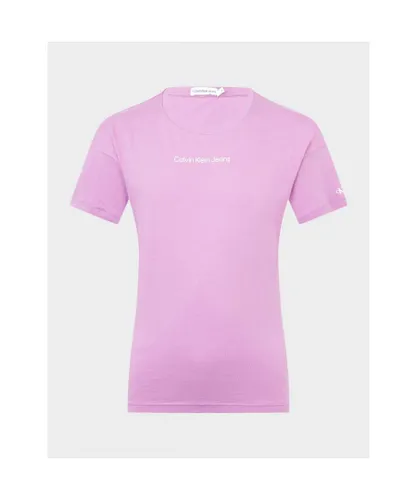 Calvin Klein Girls Girl's Juniors Boc Logo T-Shirt in Pink Cotton
