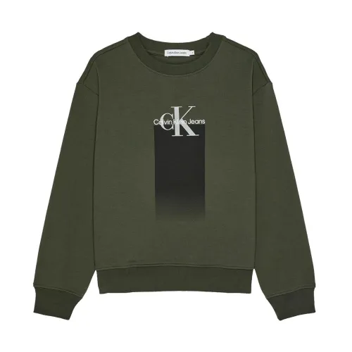 Calvin Klein , Green Gradient Logo Sweatshirt ,Green male, Sizes: