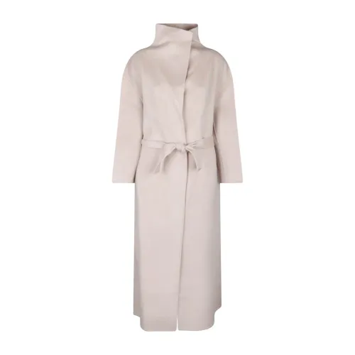 Calvin Klein , Grey Wool Belted Coat ,Gray female, Sizes: