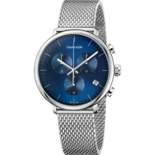 Calvin Klein , High Noon Quartz Watch - Blue Dial, Stainless Steel Strap ,Gray female, Sizes: ONE SIZE