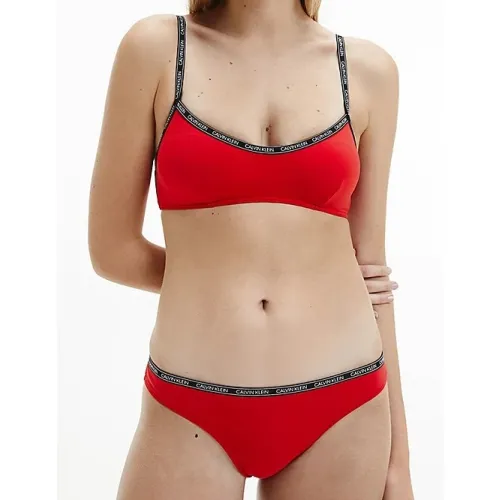 Calvin Klein , Iconic Logo Tape Bikini Bralette ,Red female, Sizes: