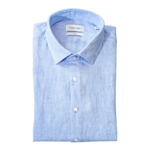 Calvin Klein , Italian Collar Shirt Upgrade, Heaenly Design ,Blue male, Sizes: