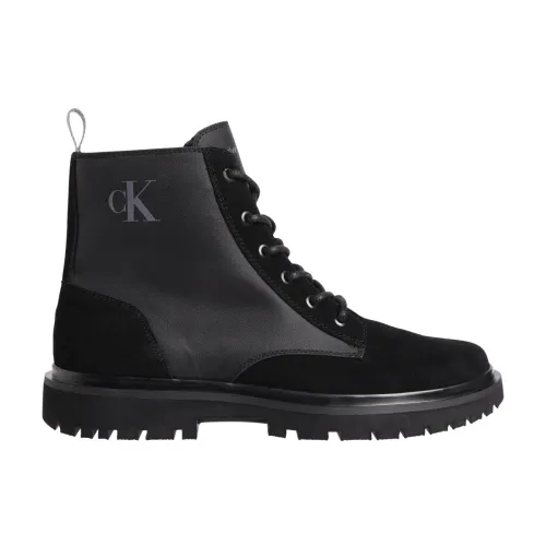 Calvin Klein Jeans , Black Lace-Up Hiking Ankle Boots ,Black male, Sizes:
