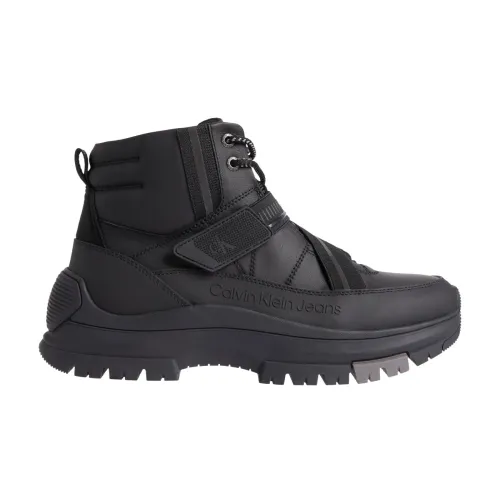 Calvin Klein Jeans , Black Lace-Up Hiking Boots ,Black male, Sizes: