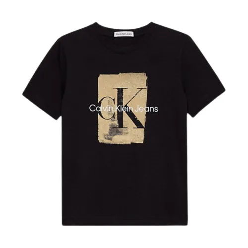 Calvin Klein Jeans , Casual Cotton Tee Shirt ,Black male, Sizes: