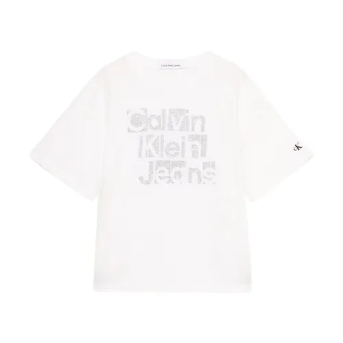 Calvin Klein Jeans , Casual Cotton Tee Shirt ,White female, Sizes: