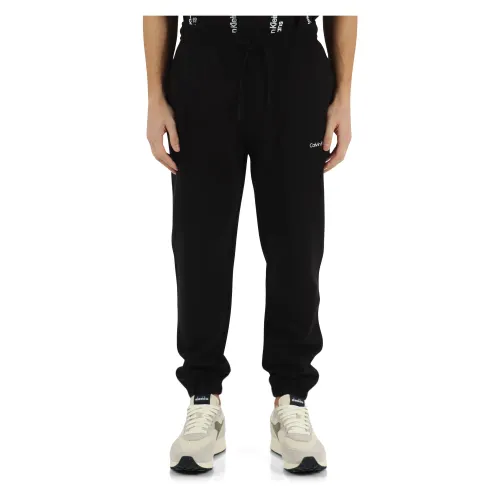Calvin Klein Jeans , Cotton Sweatpants with Logo Print ,Black male, Sizes: