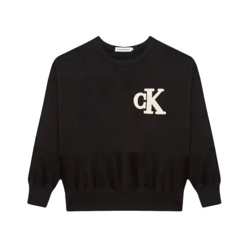 Calvin Klein Jeans , Crewneck Sweatshirt with Patch Logo ,Black male, Sizes: