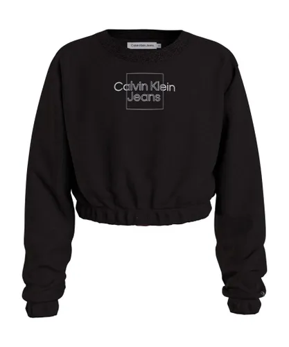 Calvin Klein Jeans Girls Box Logo Sweater - Black Cotton