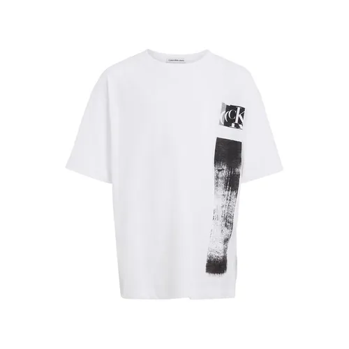 Calvin Klein Jeans Glitched Monogram T-Shirt Junior - White
