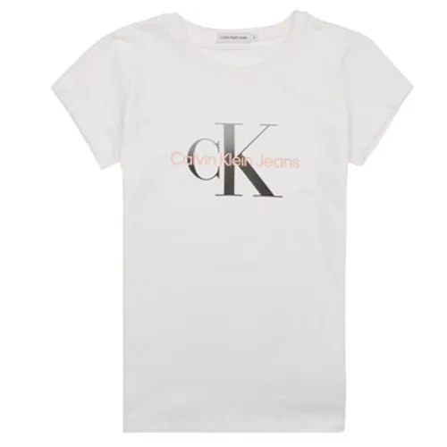 Calvin Klein Jeans  GRADIENT MONOGRAM T-SHIRT  girls's Children's T shirt in White