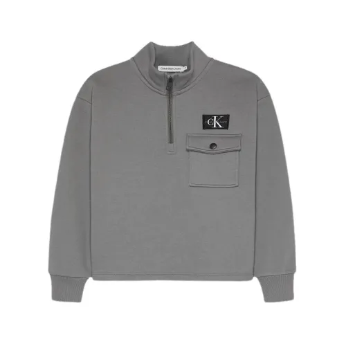 Calvin Klein Jeans , Half Zip Sweatshirt ,Gray male, Sizes: