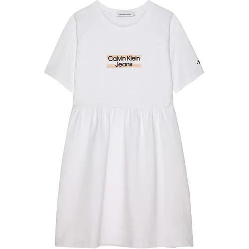 Calvin Klein Jeans Hero Logo Ss T-Shirt Dress - White