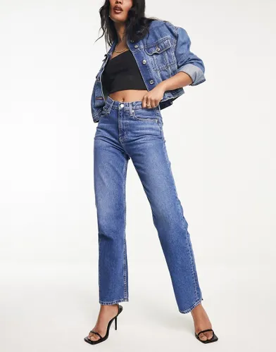 Calvin Klein Jeans high rise straight leg jeans in dark wash-Blue