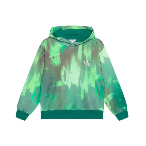 Calvin Klein Jeans , Holographic Hooded Sweatshirt ,Green male, Sizes: