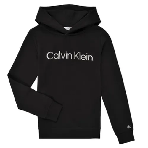 Calvin Klein Jeans  INSTITUTIONAL SILVER LOGO HOODIE  girls's Children's Sweatshirt in Black