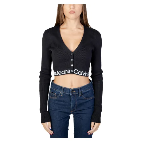 Calvin Klein Jeans , Intarsia Sweater ,Black female, Sizes: