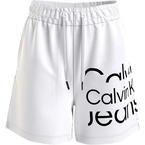 Calvin Klein Jeans Logo Jogging Shorts Junior - White