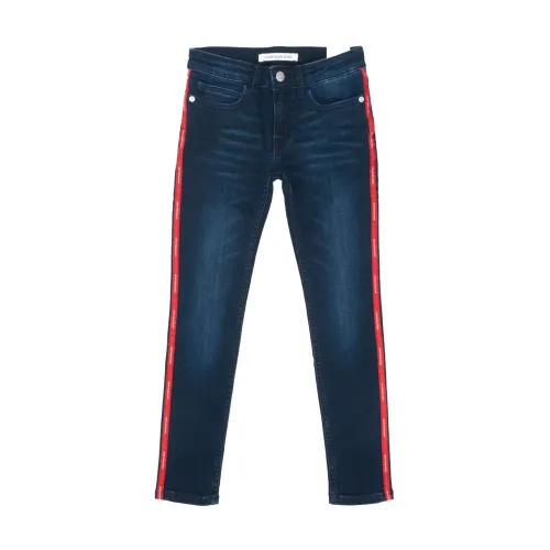 Calvin Klein Jeans , Logo Side Stripe Jeans ,Blue male, Sizes: