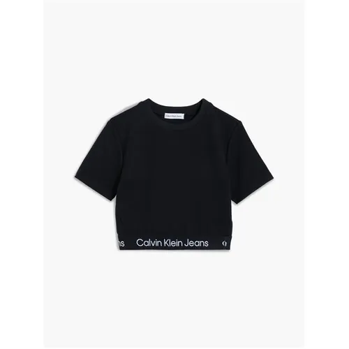 Calvin Klein Jeans Logo Tape Ss Punto Top - Black