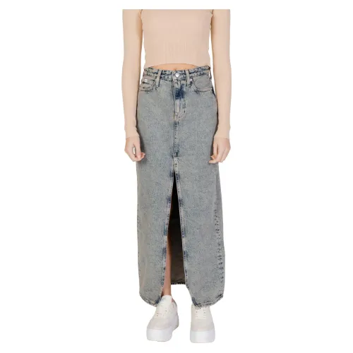 Calvin Klein Jeans , Long Split Maxi Skirt ,Blue female, Sizes: