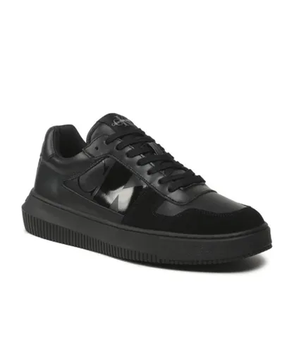 Calvin Klein Jeans Mens Cup Sneaker Trainers - Black Leather