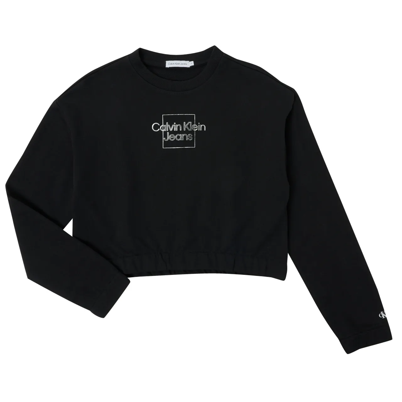 Calvin Klein Jeans  METALLIC BOX LOGO SWEATSHIRT  girls's Children's Sweatshirt in Black