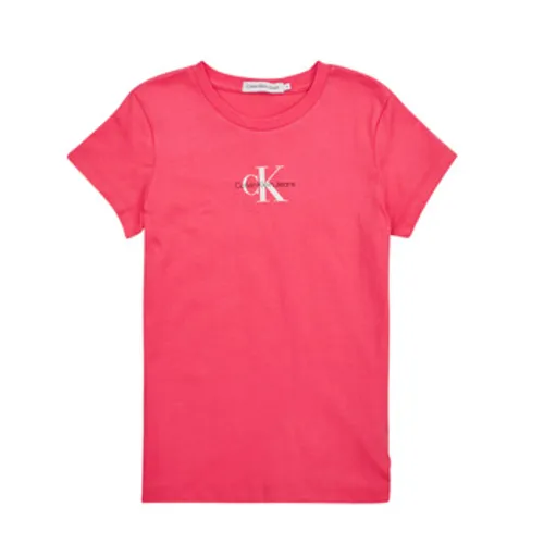 Calvin Klein Jeans  MICRO MONOGRAM TOP  girls's Children's T shirt in Pink