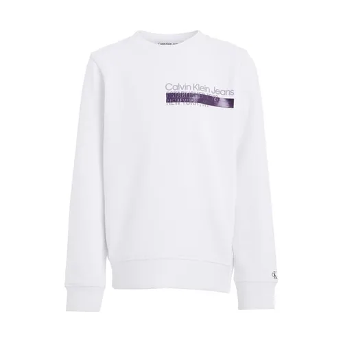 Calvin Klein Jeans Mini Logo Crew Neck Collar Sweatshirt Junior - White