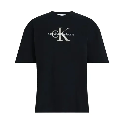 Calvin Klein Jeans , Monogram Black T-Shirt ,Black female, Sizes:
