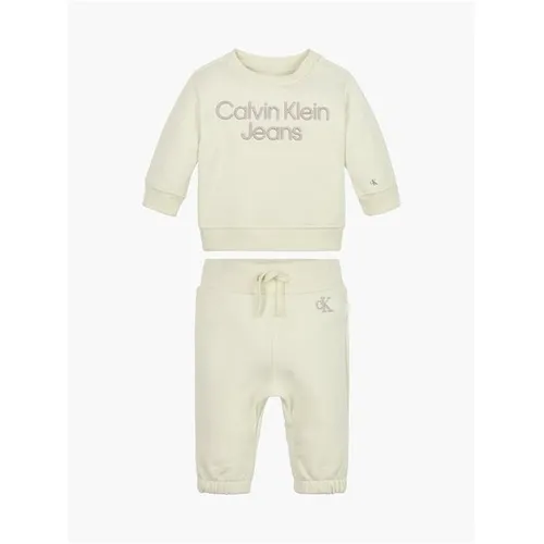 Calvin Klein Jeans Newborn Logo Tracksuit Giftpack - Cream