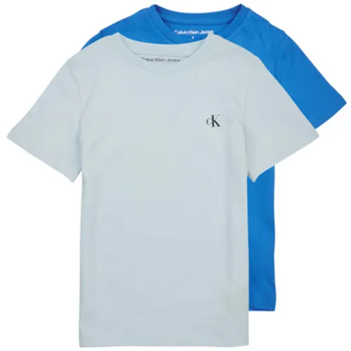 Calvin Klein Jeans  PACK MONOGRAM TOP X2  boys's Children's T shirt in Blue