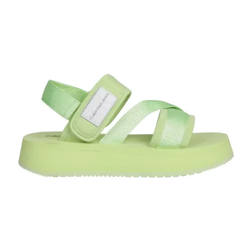 Calvin Klein Jeans , prefresato sandal badge ,Green female, Sizes: