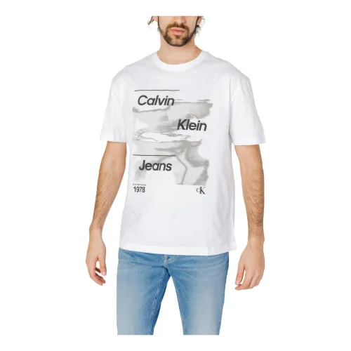 Calvin Klein Jeans , Printed Cotton T-shirt ,White male, Sizes:
