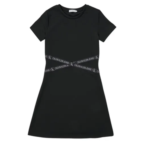 Calvin Klein Jeans  PUNTO LOGO TAPE SS DRESS  girls's Children's dress in Black