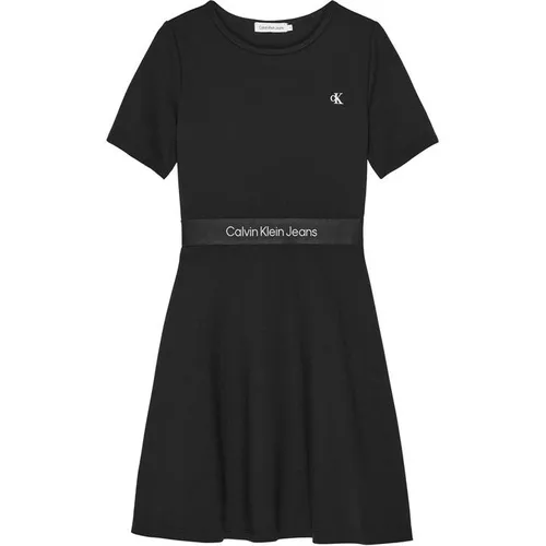Calvin Klein Jeans Punto Tape Ss Dress - Black