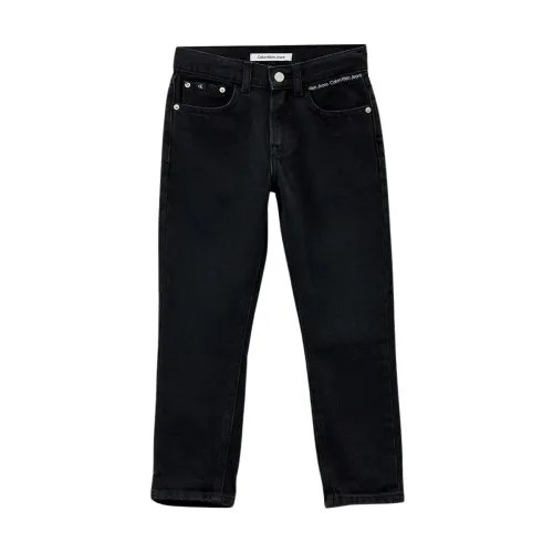 Calvin Klein Jeans , Regular Fit Black Wash Cotton Jeans ,Black male, Sizes:
