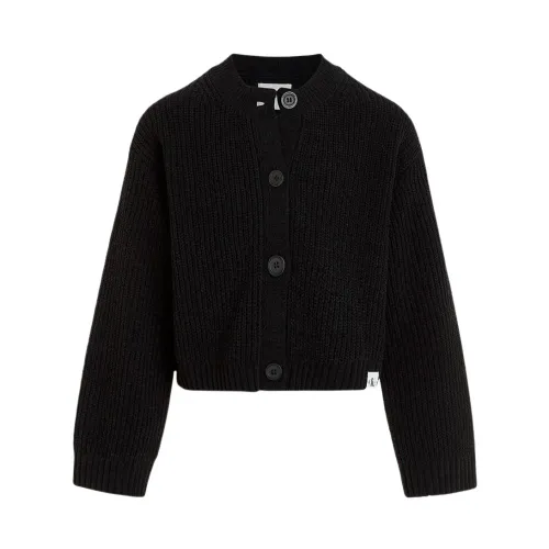Calvin Klein Jeans , Regular Fit Velvet Cardigan with Button Closure ,Black male, Sizes: