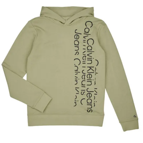 Calvin Klein Jeans  REPEAT INSTITUTIONAL LOGO HOODIE  boys's Children's sweatshirt in Kaki