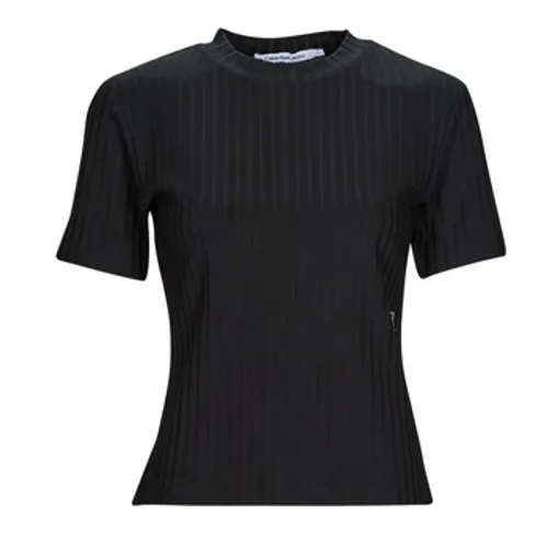 Calvin Klein Jeans  RIB SHORT SLEEVE TEE  women's T shirt in Black