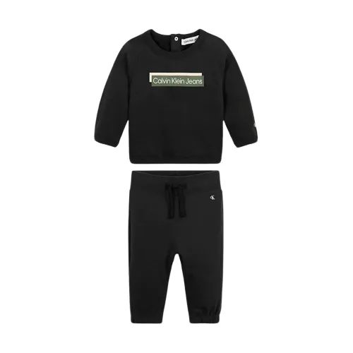 Calvin Klein Jeans , Sporty Jogging Suit with Logo Print ,Black male, Sizes: 2 Y, 4 Y