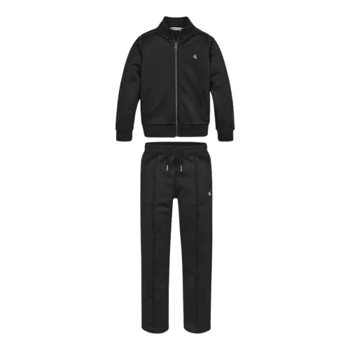Calvin Klein Jeans , Sporty Set: Bi-color Sweatshirt + Jogging Pants ,Black male, Sizes: