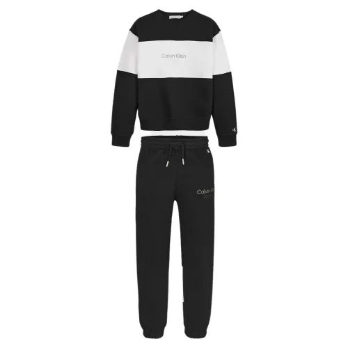 Calvin Klein Jeans , Sporty Set: Bicolor Sweatshirt + Jogging ,Black male, Sizes: