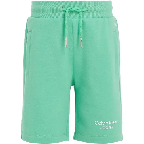 Calvin Klein Jeans Stack Logo Jogger Shorts - Green