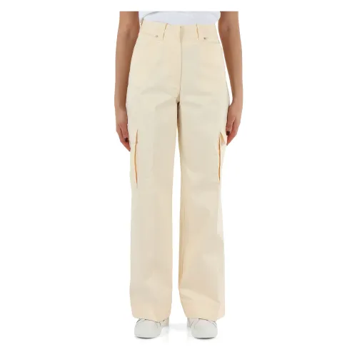 Calvin Klein Jeans , Wide Leg Cotton Stretch Pants ,Yellow female, Sizes: