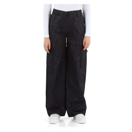 Calvin Klein Jeans , Wide Leg Technical Fabric Pants ,Black female, Sizes: