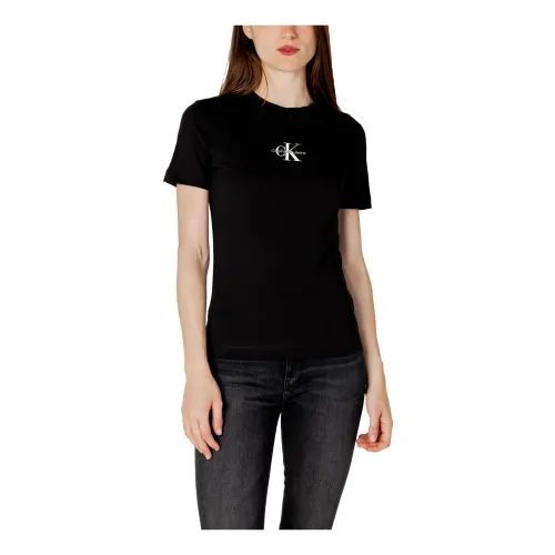 Calvin Klein Jeans , Womens Black T-shirt, Short Sleeve, Fall/Winter ,Black female, Sizes: