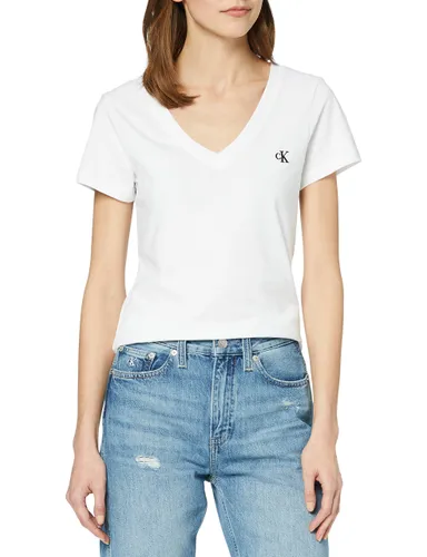 Calvin Klein Jeans Women's Ck Embroidery Stretch V-neck T