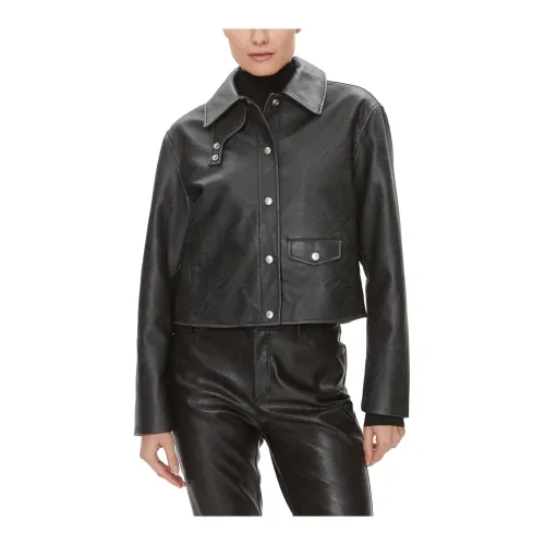 Calvin Klein Jeans , Womens Faux Leather Jacket ,Black female, Sizes: